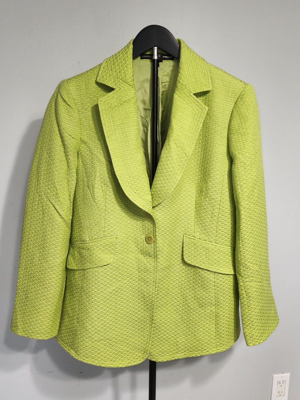Vintage 90s Lime Textured Single-Button Women's Blazer Size 12